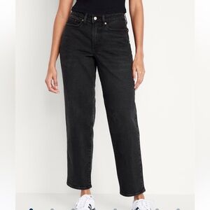 OKD NAVY BLACK WASHED CURVY HIGH WASITED OG LOOSE JEANS SIZE 10 PETITE